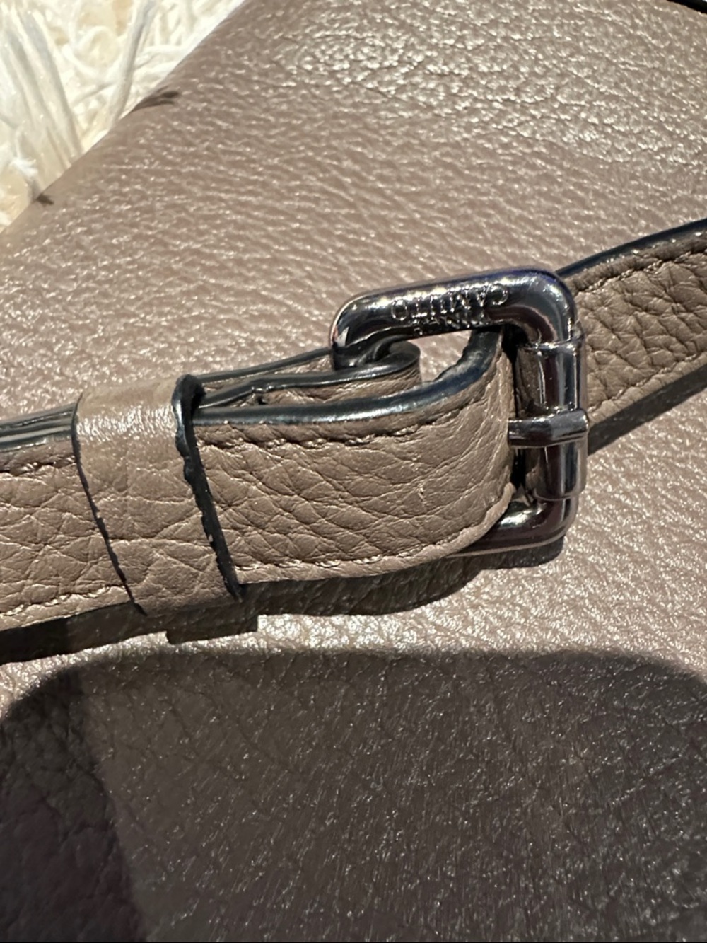 Vince Camuto Taupe Pebble Leather Crossbody Saddle Bag - Picture 4 of 14